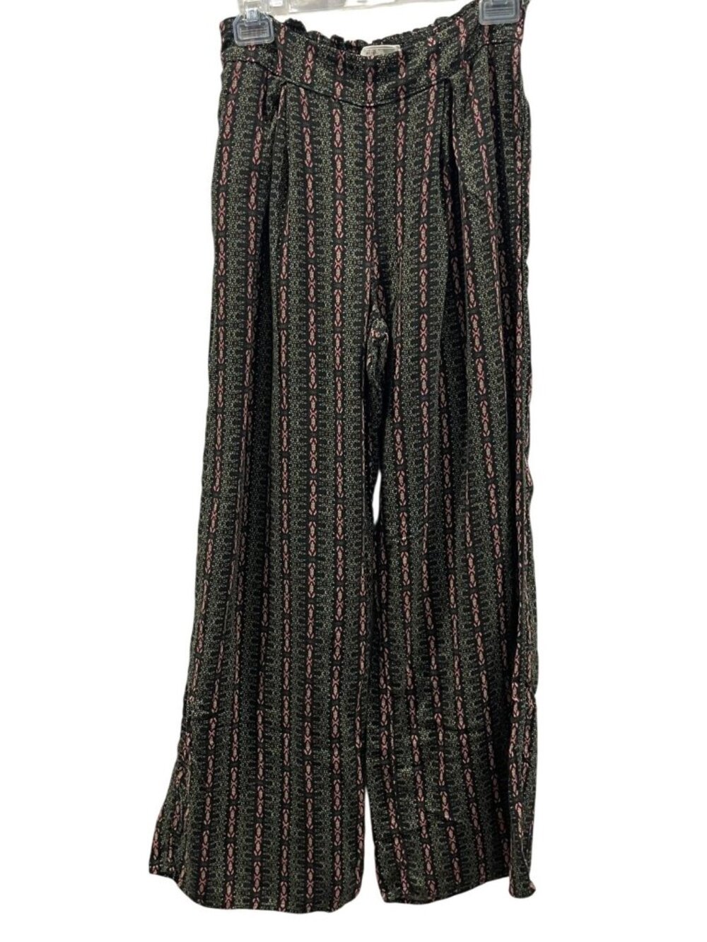 Abercrombie & Fitch Wide Leg Pants S Black Green Boho Printed Viscose Resortcore